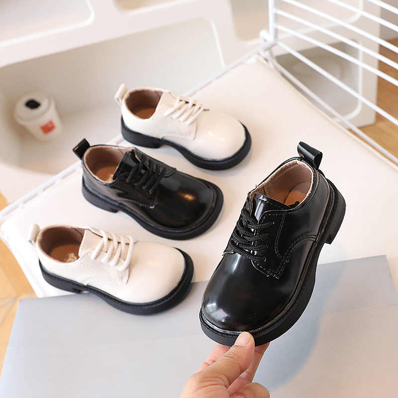 Boys' Leather Shoes, British Style Black and White Leather Shoes, Campus Casual Etiquette Shoes, Student Boys' Small Black Leather Shoes, Performance Shoes
