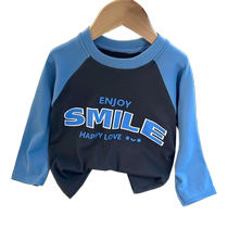 Boys long-sleeved T-shirt spring and autumn 2024 new autumn clothing childrens velvet bottoming shirt big childrens handsome tops childrens clothing