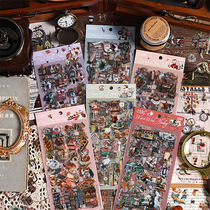 Retro style travel around the world old dream Xunji PET waterproof handbook sticker comes with die-cut Guka handbag collage decorative material sticker