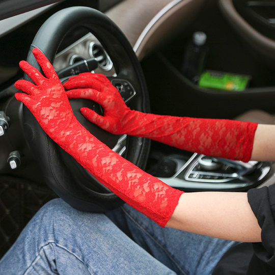 Sommer Sonnenschutz Braut Spitzenhandschuhe Damen Eisärmel atmungsaktiv Hochzeit Etikette Fahren im Freien Finger dünne lange Handschuhe Tag