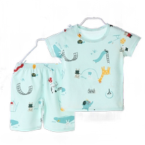 Childrens Pajamas Summer Thin Short-Sleeved Shorts Ice Silk 2024 New Boys Girls Baby Summer Girls Suits