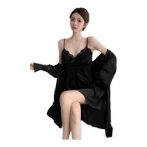 Pajamas with breast pads for women summer suspenders pure lust high-end sexy ice silk nightgown womens breathable dress home wear