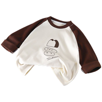Boys long-sleeved T-shirt spring and autumn 2024 childrens new bottoming shirt for big children German velvet warm spring top trendy
