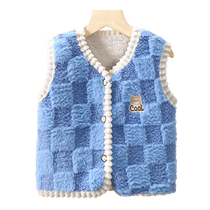 Childrens velvet vest autumn and winter baby vest big boy warm inner wear close-fitting vest baby 2024 new style