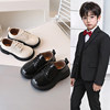 Boys' Leather Shoes, British Style Black and White Leather Shoes, Campus Casual Etiquette Shoes, Student Boys' Small Black Leather Shoes, Performance Shoes