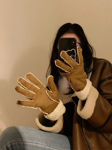 Бархатные перчатки, удерживающий тепло комплект, ветрозащитный защищающий от холода зимний милый электромобиль для велоспорта, защита транспорта