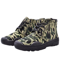 High-top camouflage shoes for men liberation shoes rubber soles for construction site migrant workers wear-resistant work training mountaineering labor protection rubber shoes for women
