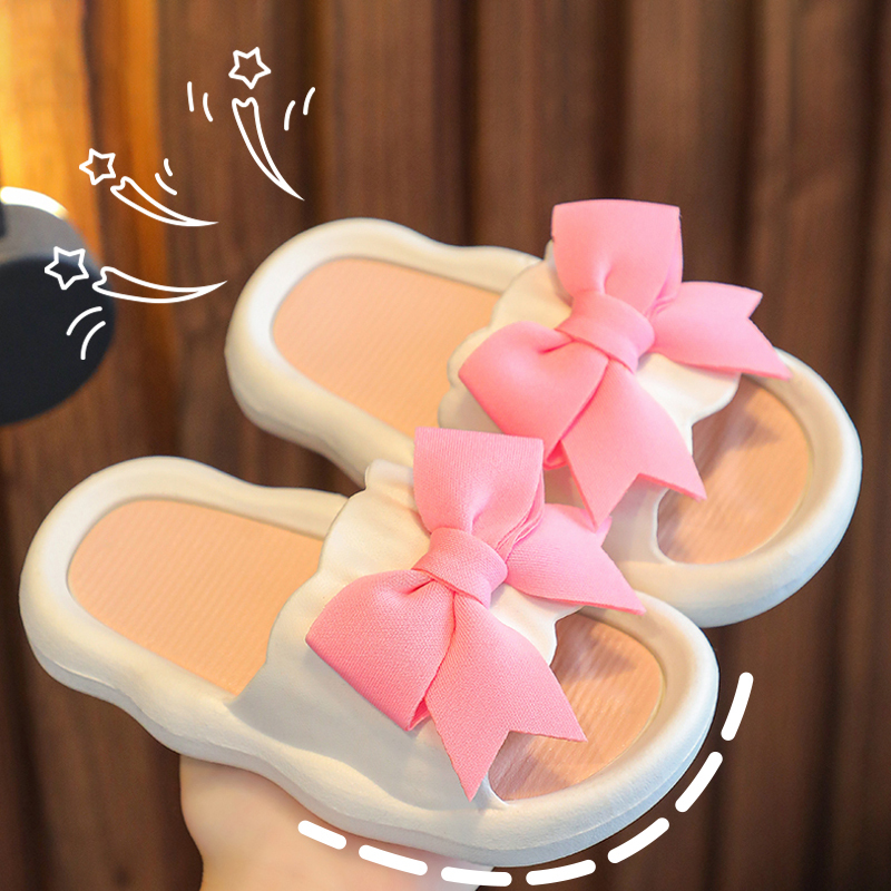 Bow-Knot Girls' Slippers, New Summer Style, Stylish Children's Sandals, Indoor Bathing, Non-Slip, for Little Girls and Babies, Suitable for Outdoor Wear