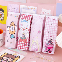 Creative Cartoon Milk Carton Pencil Bag Small Fresh Plaid Girls Large Capacity PU Waterproof Storage Bag Student Pencil Case