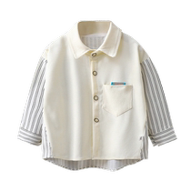 Childrens shirts autumn thin section 2024 new boys handsome tops baby long-sleeved bottoming versatile boys shirts