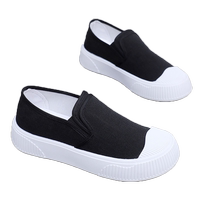 ins biscuit thick-soled canvas shoes womens comfortable and versatile round-toe soft-soled low-top slip-on casual shoes 2024 summer