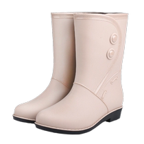Korean style rain boots for women outer wear high tube long tube medium tube fashionable womens water shoes non-slip waterproof car wash kitchen rain boots