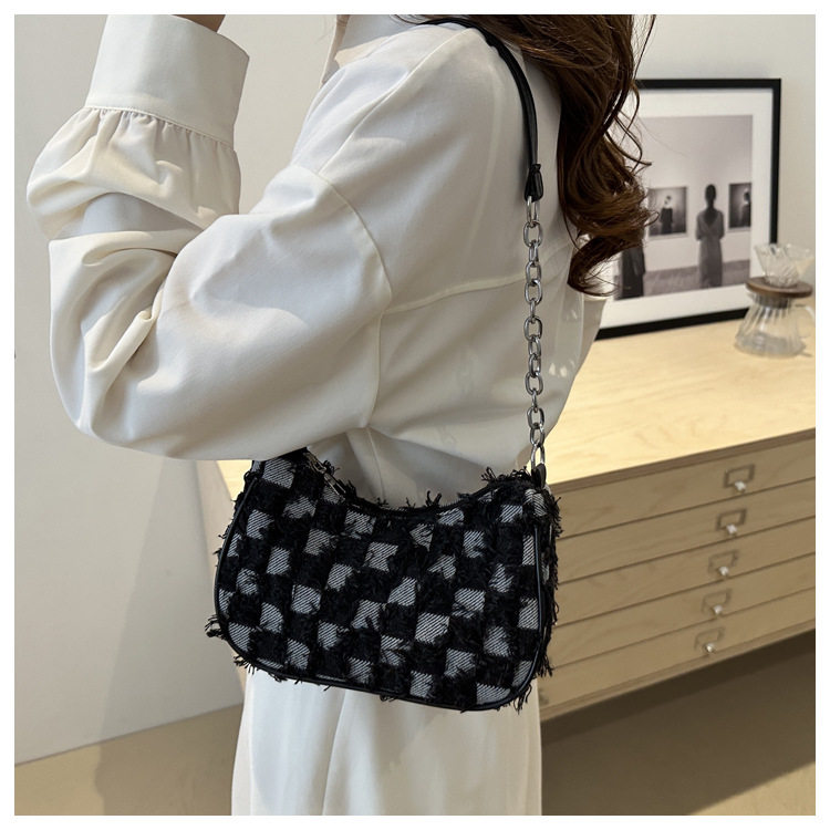 Сумка на одно плечо, сумка подмышку, сумка через плечо, джинсовая универсальная цепь, небольшая небольшая сумка Jifanpaul/Ji Fan Paul 