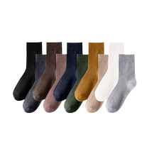 Business socks mens mid-calf socks autumn and winter sweat-absorbent solid color velvet thickened spring and autumn formal black stockings