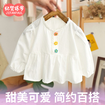 Girls baby shirt floral trendy 2024 autumn style childrens shirt Korean style autumn style cardigan top
