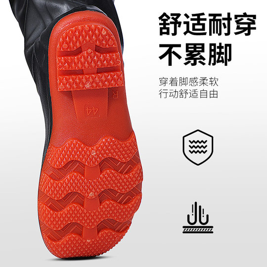 超轻透气齐腰皮叉下水裤加厚雨裤男半身半腿水裤赶海防水涉水服女