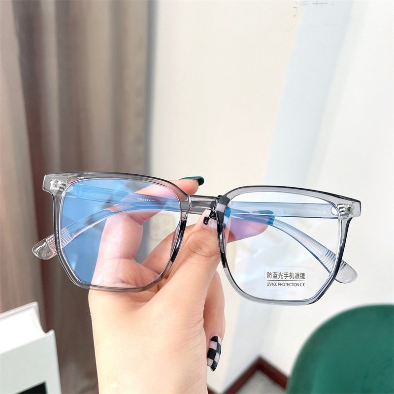Trendy Large-Frame Non-Prescription Blue Light Blocking Glasses for Men and Women with Big Faces, Popular on Social Media, Can Be Fitted with Prescription Lenses