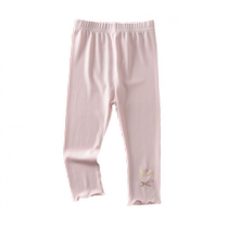 2024 Girls Pants Summer Fashionable Baby Ice Silk Casual Pants Childrens Leggings Thin Cropped Pants Summer