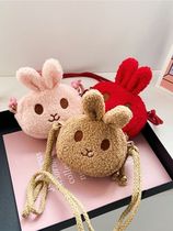 Cute plush rabbit crossbody bag new childrens small bag fashionable princess coin purse baby girl accessories bag trendy