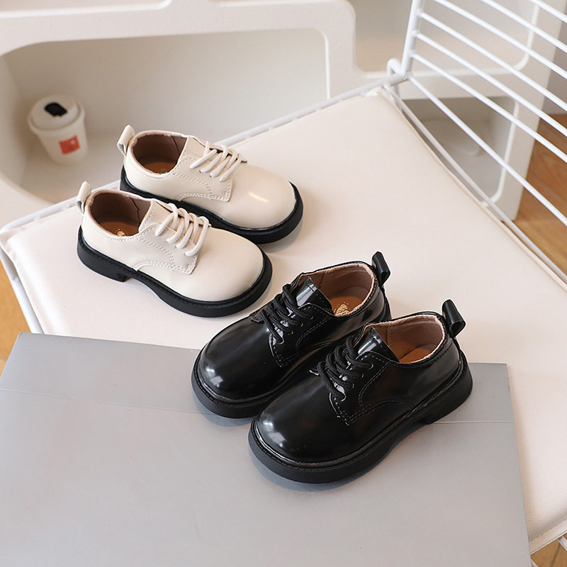 Boys' Leather Shoes, British Style Black and White Leather Shoes, Campus Casual Etiquette Shoes, Student Boys' Small Black Leather Shoes, Performance Shoes
