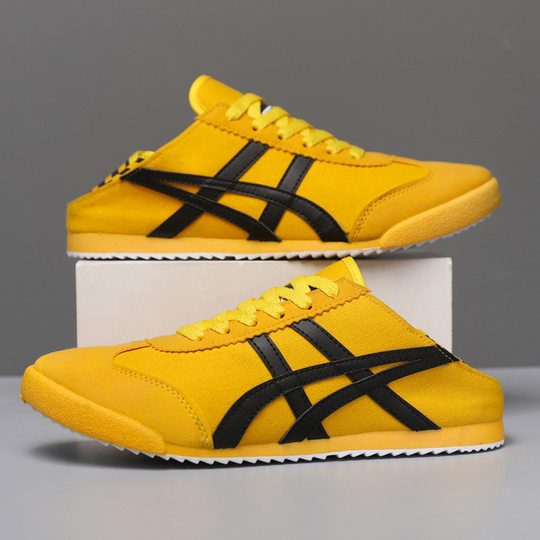 2025男女同款透气帆布鞋软后跟半拖德训鞋男式两穿运动鞋轻便鞋子