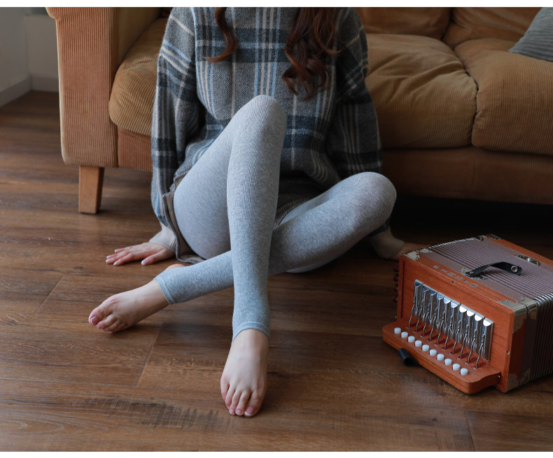 колготки / чулки дна 打底裤女春秋冬季可外穿加绒厚保暖秋裤灰色螺纹高腰不掉档连裤袜 Jifanpaul