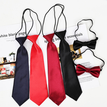 Solid color childrens small tie school kindergarten lazy free school uniform shirt accessories black red group performance