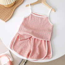 Girls Home Clothes Set Summer New Childrens Internet Celebrity Summer Suspender Pajamas Thin Baby Style Vest Air-conditioned Clothing