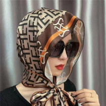 Desert travel multifunctional sun protection headscarf silk scarf scarf hat Korean style small square scarf scarf headband female versatile spring style
