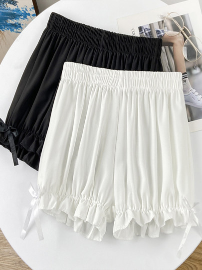 Pumpkin Pants for Women, Summer Thin Safety Shorts, Anti-Exposure, Can Be Worn Outside, White Lantern-Style Padded Shorts