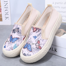 Thick-soled fisherman shoes for women 2024 new spring and summer fashionable and versatile casual breathable canvas slip-on lazy shoes