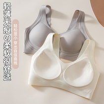 Summer womens thin underwear large breasts appear small traceless ultra-thin one-piece fixed cup sports beautiful back vest bra