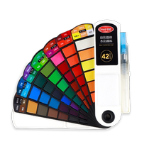 Watercolor paint 36 colors professional art painting tool set for beginners hand painting 42 colors gouache paint packaging primary school students portable solid powder rotating palette for children