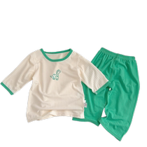 Summer childrens pure cotton short-sleeved suit two-piece girls and boys summer clothes baby baby fashionable childrens thin T-shirt