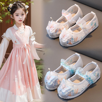 Обувь Ханфу для девочек детская антикварная вышитая обувь детская тканевая обувь ручной работы из старого Пекина девушки Ханфу в древнем китайском стиле