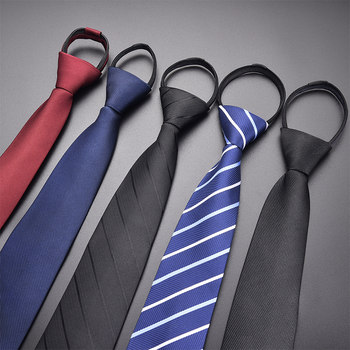 Black Men's Tie, Zip-Up Style, Formal Wear, Hand-Tied Style, Women's Wedding Groom's Tie, Easy to Wear, No Need to Tie, Blue