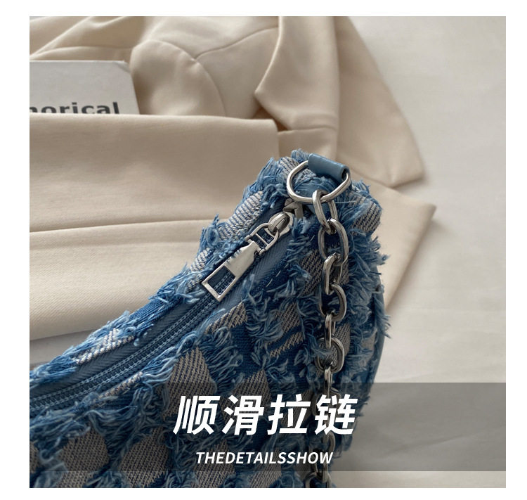 Сумка на одно плечо, сумка подмышку, сумка через плечо, джинсовая универсальная цепь, небольшая небольшая сумка Jifanpaul/Ji Fan Paul 