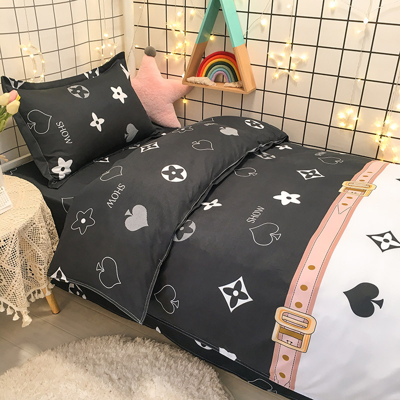 Washed Cotton All-cotton Sheets Quilt Cover Quilt Students Men And Women Dormitories Single Four Seasons Universal Bed Accessories Three Sets