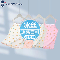 Girls and childrens underwear childrens vests hurdle baby suspenders summer thin modal ice silk sleeveless bottoming shirt