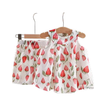 Summer floral girls suspender skirt suit girls Korean style shorts two-piece set baby fashionable cute breathable skirt