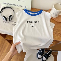 Boys new summer striped vest childrens t-shirt tops casual childrens clothing girls suspenders sleeveless medium and large childrens treasure