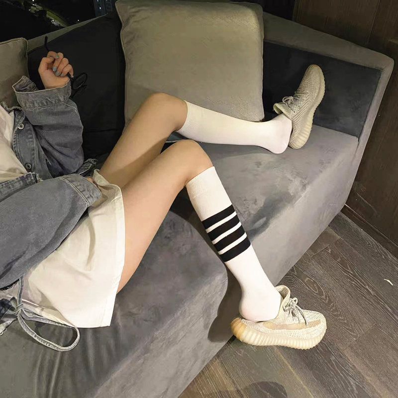Asymmetrical Calf Socks for Women, Summer Trendy Ins-Style College Style Knee-High Socks, Slimming Long Socks for Autumn and Winter
