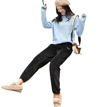 Coral velvet home warm pants warm pants autumn and winter lazy pants thickened casual pants womens outer wear pajamas pants trend