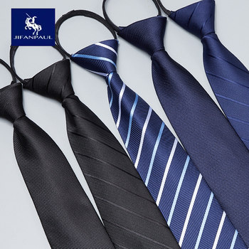 Men's Black Formal Zipper Tie for Wedding Groom, Business Blue Lazy Tie, No Need to Tie, for Suit and Shirt, 8cm