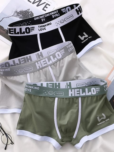 Men's Cotton Boxer Briefs, Breathable Sports Shorts for Teenagers, Large Size Trendy Men's Underwear