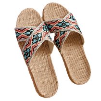 Linen slippers for women summer 2024 new style home and outdoor mens indoor non-slip cotton and linen home soft-soled sandals