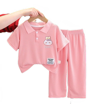 Ice silk Polo shirt short-sleeved childrens clothing girls wide-leg pants Internet celebrity suit summer childrens fashionable two-piece set