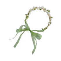 Girls temperament green leaf pearl garland hairband snow gauze braided hair accessories fresh green headband headband