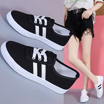 Canvas shoes for women 2024 new spring and summer single shoes casual slip-on half slippers breathable sports white shoes popular