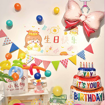 Internet celebrity cartoon balloons birthday one-year-old children boys and girls baby party decoration balloon scene background wall layout